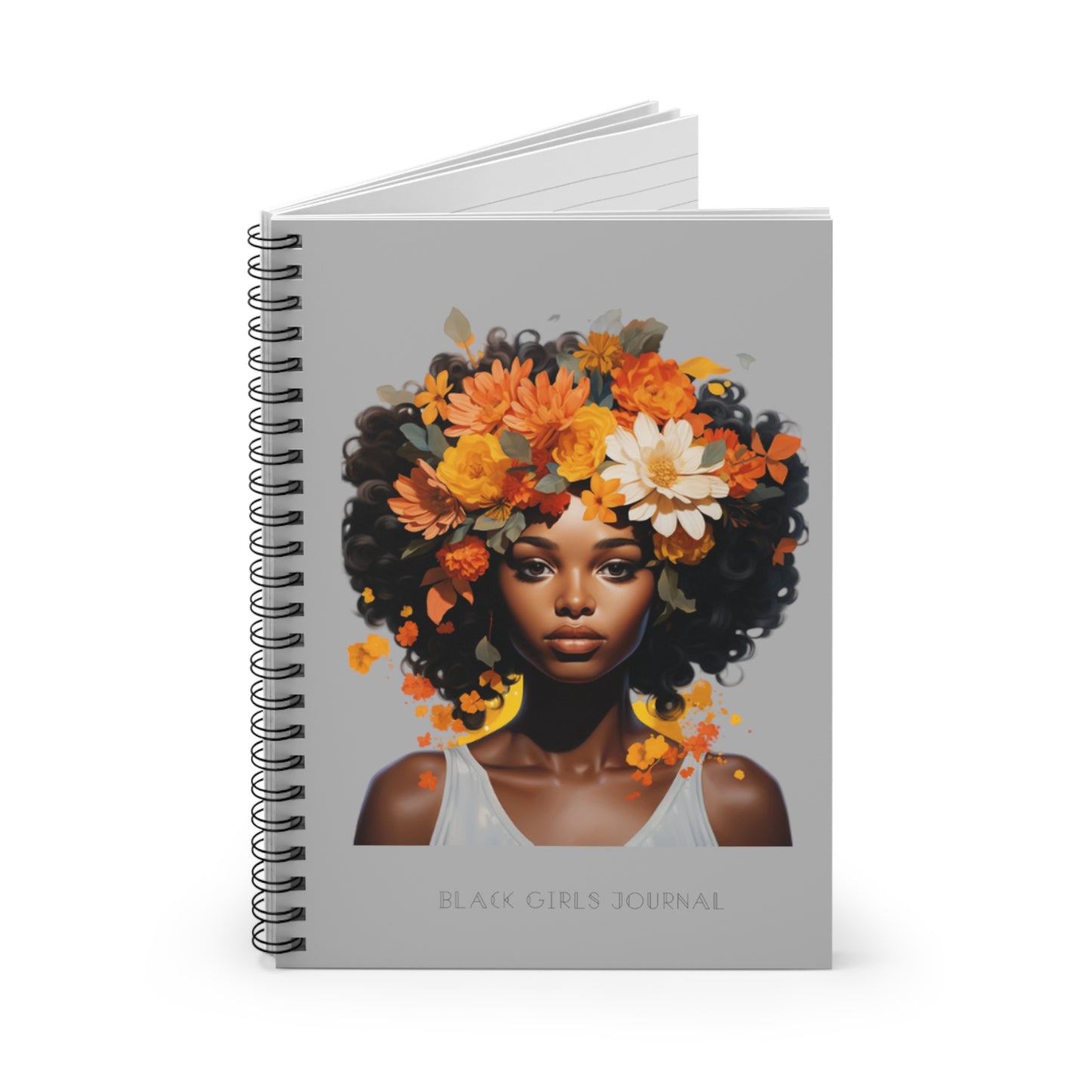 Floral Tresses-Spiral Notebook-Grey