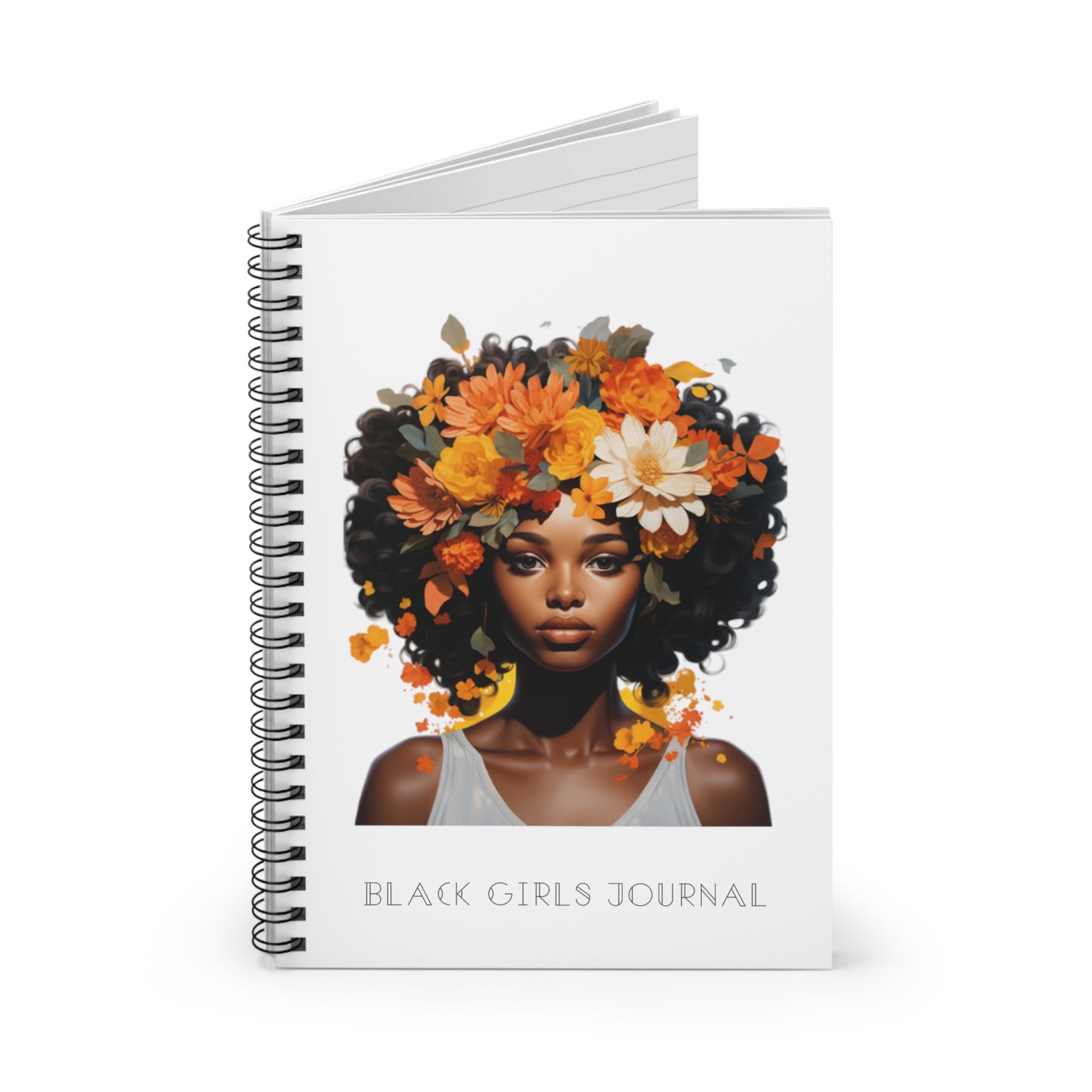 Floral Tresses-Spiral Notebook- White