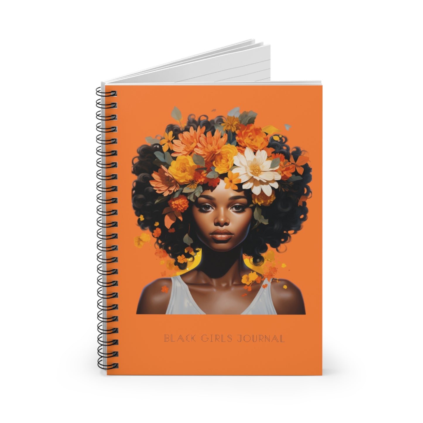 Floral Tresses-Spiral Notebook - Orange