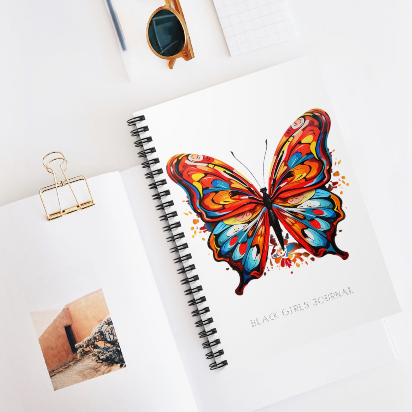 Butterfly Bliss -Spiral Notebook -White