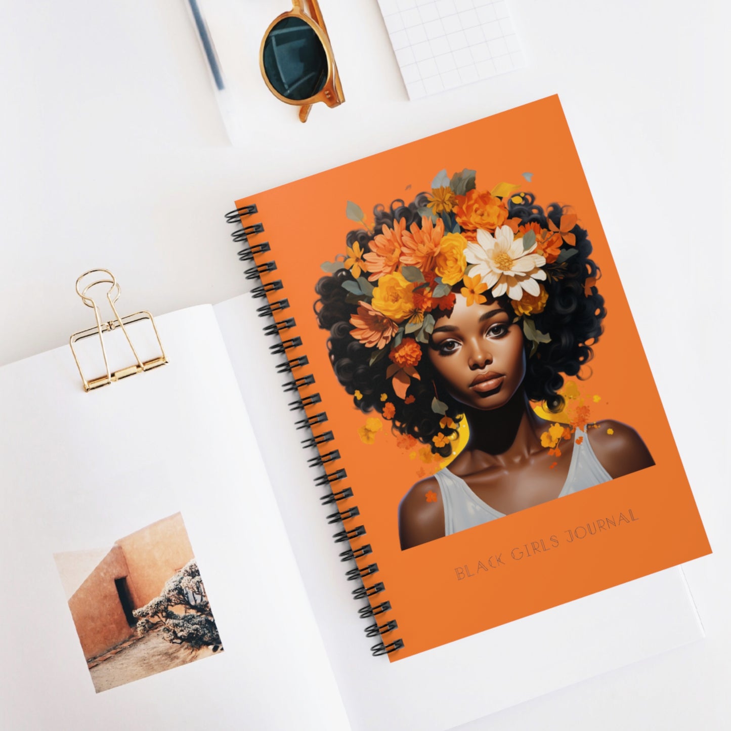 Floral Tresses-Spiral Notebook - Orange