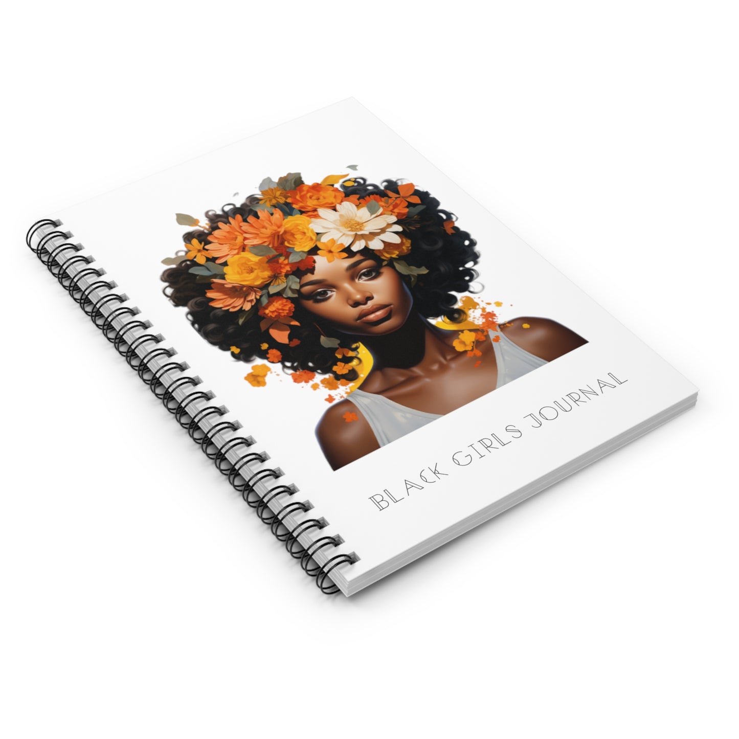 Floral Tresses-Spiral Notebook- White