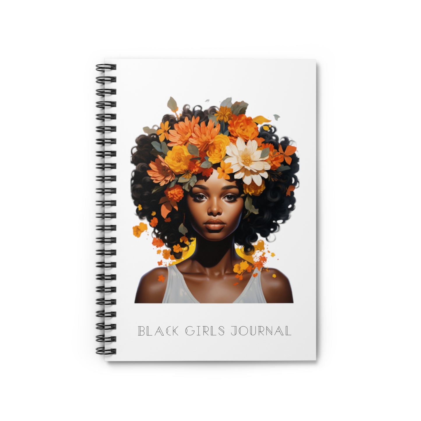 Floral Tresses-Spiral Notebook- White